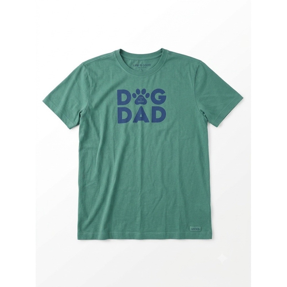 Life Is Good Shirt Men Green Sz L Dog Dad Crusher Lite Tee Graphic Print Everyda